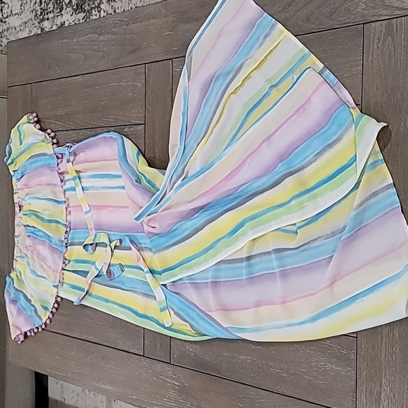 Buddy Love Shelly Unicorn Rainbow Pastel Stripe Maxi Dress Size L - Picture 4 of 13